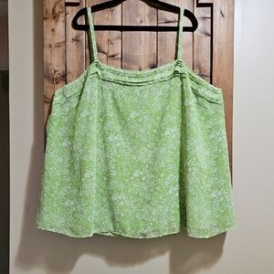Torrid Green Floral Chiffon Pintuck Square Neck Cami Size 3 (3X  22-24)